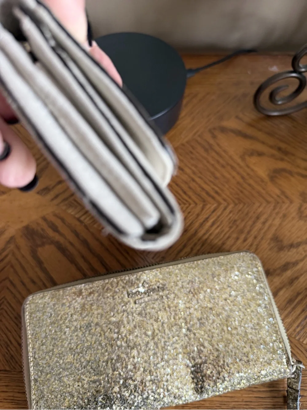 Kate Spade & Michael Kors Wallet set glitter storybook and  white leather fair